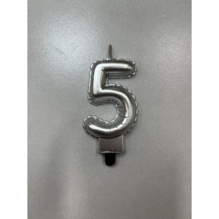 BALLOON CANDLE SVECICA,SREBRNA BROJ 5 710395